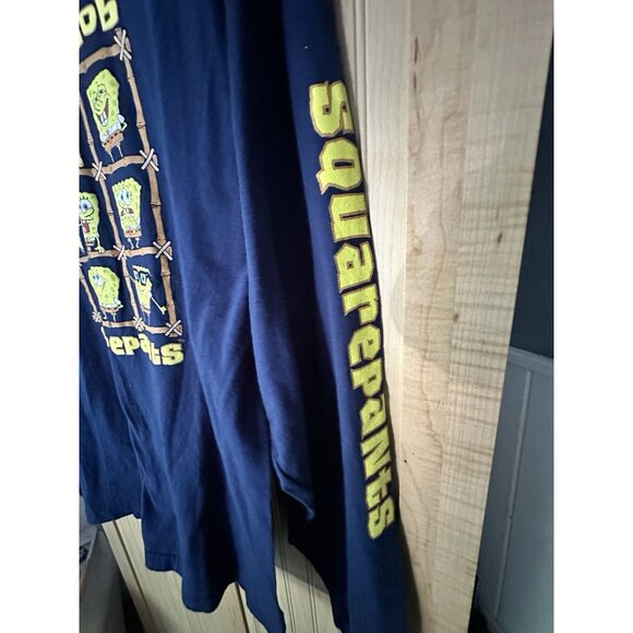 SpongeBob SquarePants The Many Faces of Long Sleeve Navy T Shirt Size XL - Picture 3 of 5